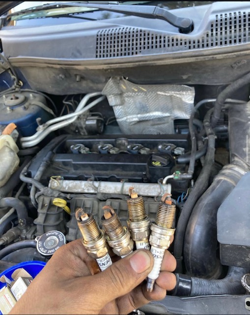 spark plugs being changed